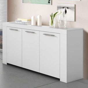 Aparador de 3 puertas con gran espacio de almacenamiento en blanco artik 144 cm Ambit Blanco Artik (Blanco Mate)