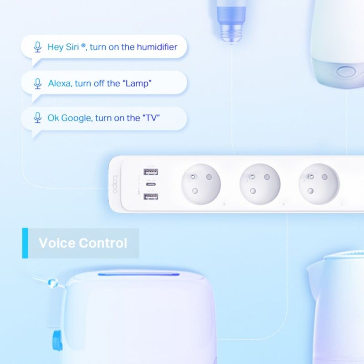 Prise connectée TP-LINK Tapo P300 Wif i+2 USB+1 USB C