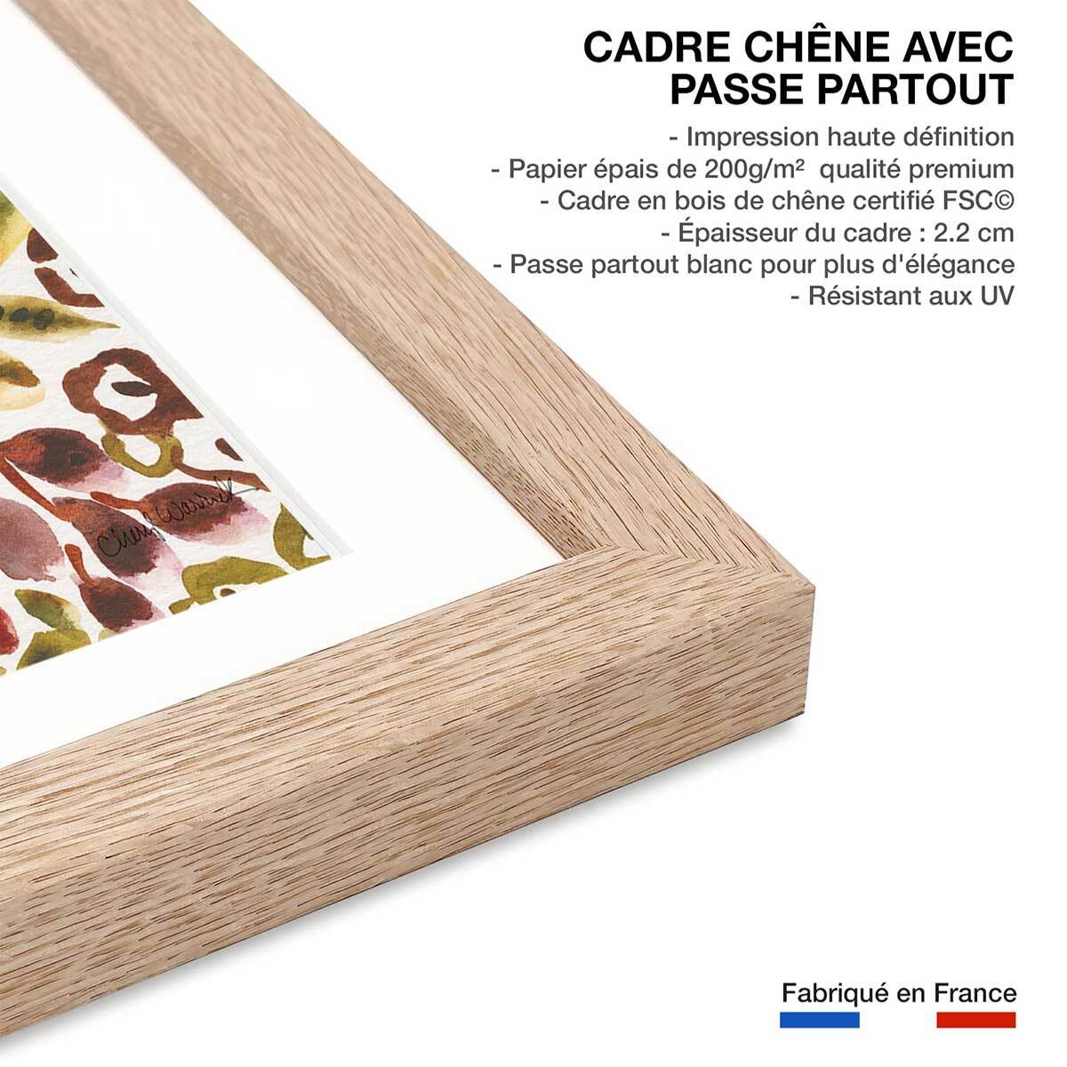 Poster roses envoutantes Affiche sous cadre bois