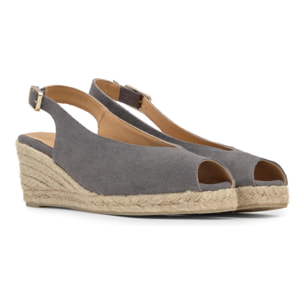 Alpargata destalonada Diana estilo peep-toe en algodón orgánico lavado