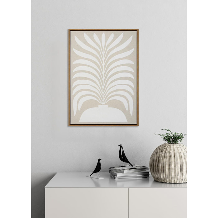 Cuadro Linen lino impresión 3D beige-blanco 73x53x4 cm