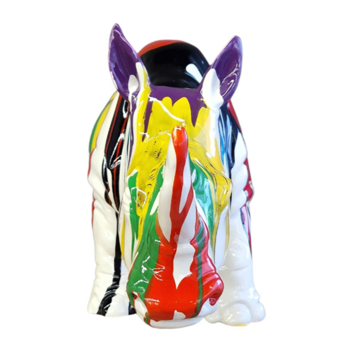 Statuette rhinocéros multicolore en résine H24cm - RHINO POP 2