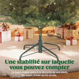 Sapin de Noël artificiel H.150cm épicéa grand réalisme 1202 branches piètement métal pliable vert