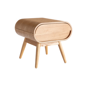 Table de chevet avec tiroir vintage bois clair L45 cm (lot de 2) BJORG