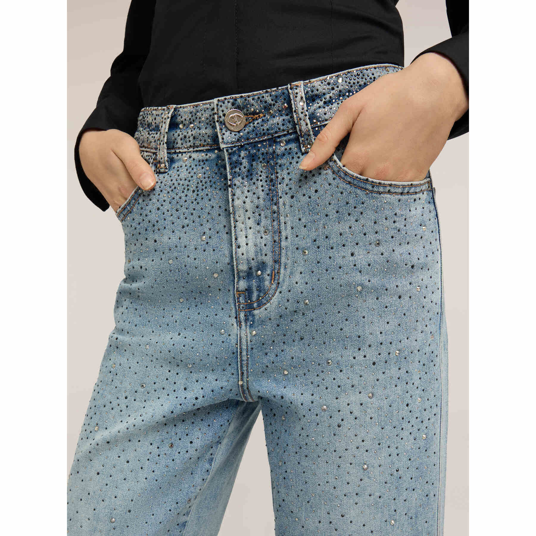 Motivi - Jeans palazzo con aplicaciones de strass - Light - blue