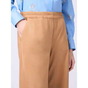 Oltre - Pantaloni palazzo effetto scamosciato - Beige
