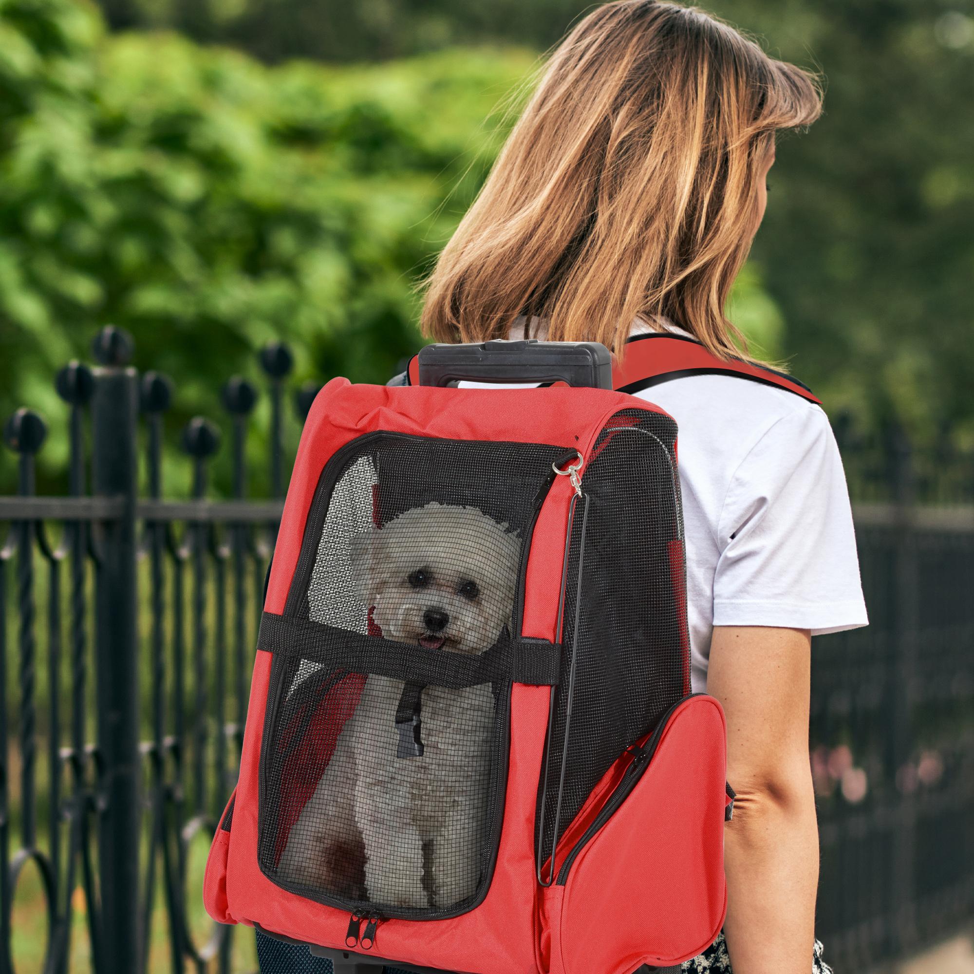 Transportin Carrito para Perro de Oxford 36x30x49 cm Rojo