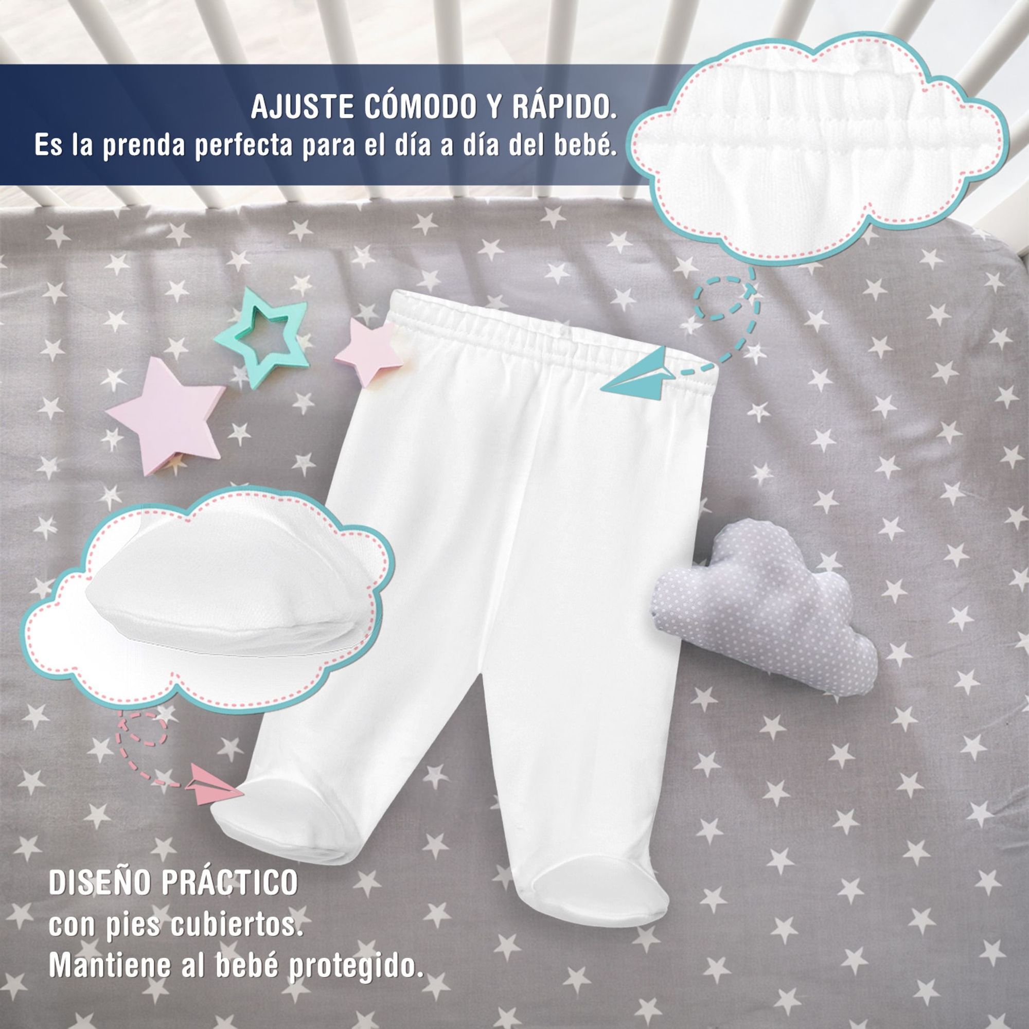 Polaina bebé algodón con pies invierno