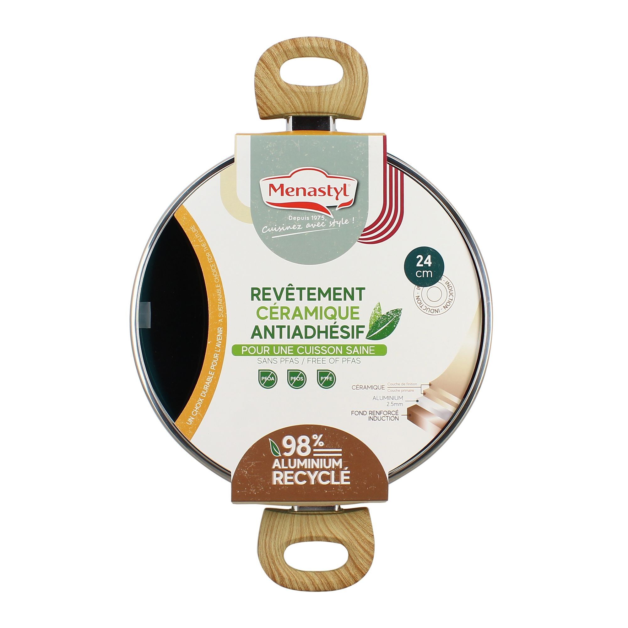 Faitout 24cm en aluminium recyclé bleu canard - tous feux COLORAMA