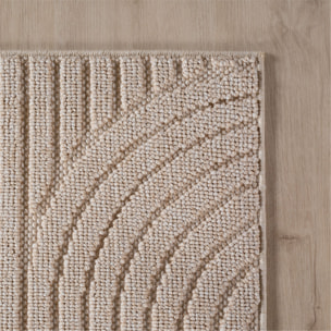 HELIX - Tapis moderne effet laine bouclé à motif géométrique en relief beige