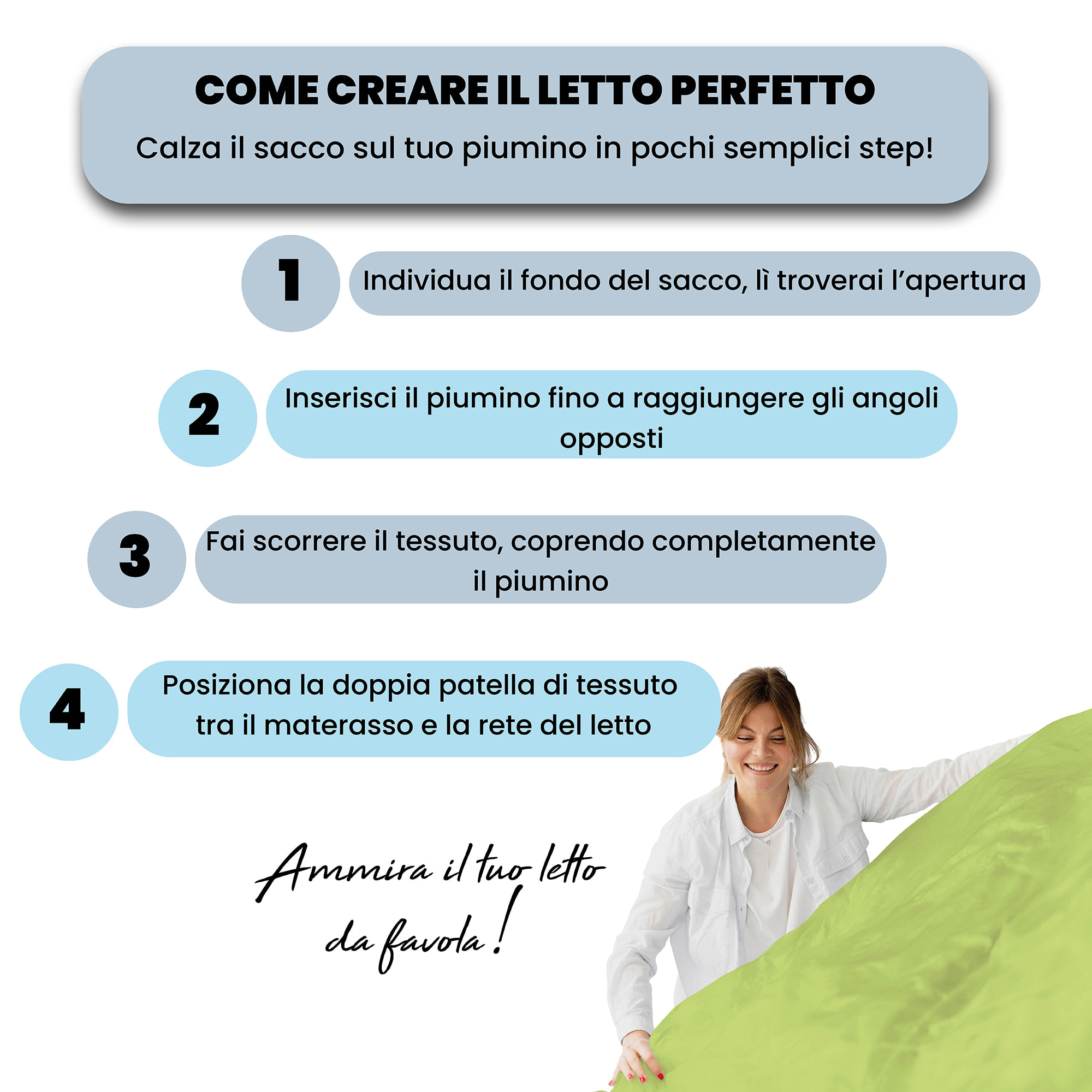 PARURE COPRIPIUMINO NATURAL COLOR, 100% Cotone, Made in Italy - VERDE ACIDO/FUMO