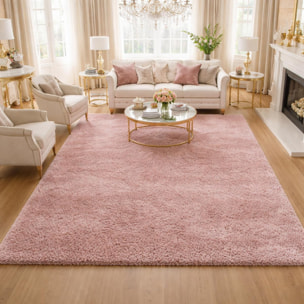 Tapis poils longs shaggy tissé motif uni TENI