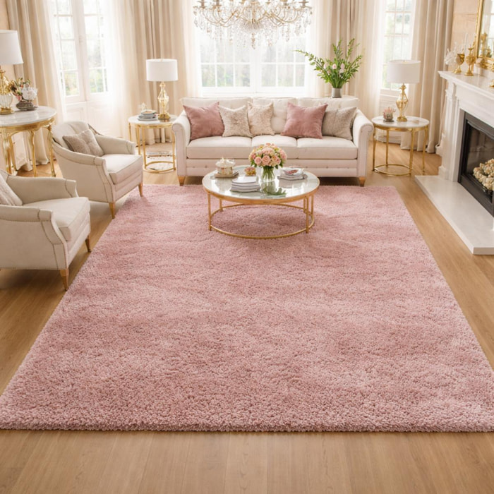 Tapis poils longs shaggy tissé motif uni TENI