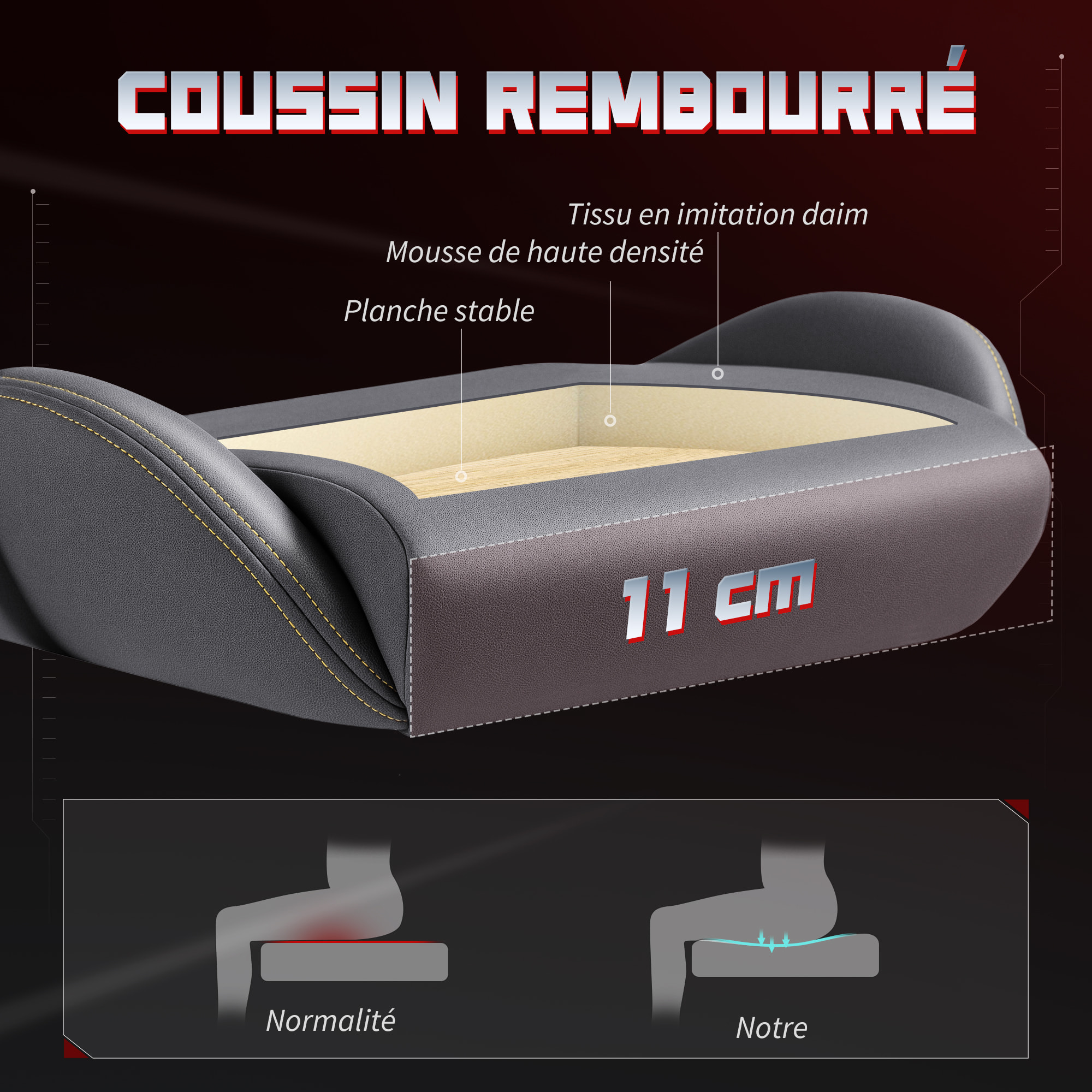 Chaise de bureau gaming ergonomique - chaise gaming réglable inclinable - fauteuil gamer avec coussins - tissu suédine gris