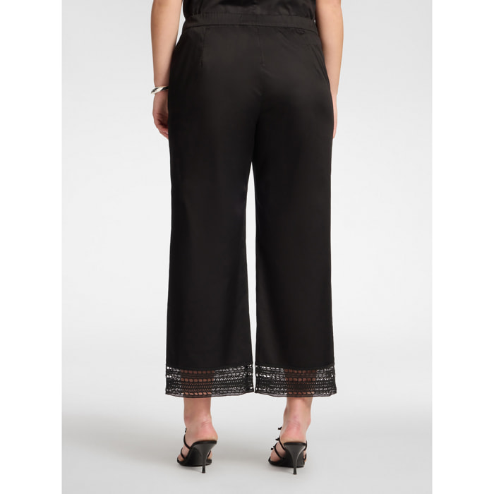 Elena Mirò - Pantalones mezcla de algodón con encaje - Negro