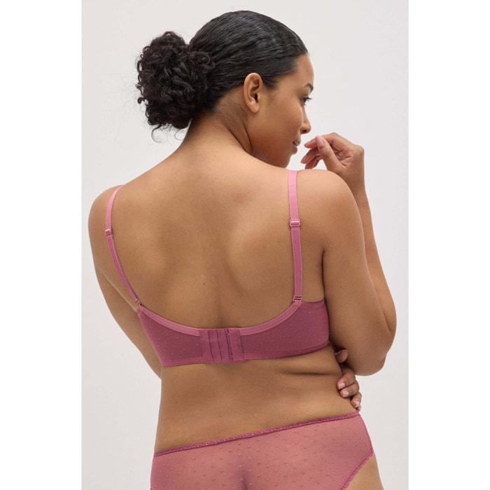 Reggiseno imbottito rosa con ferretto e coppe di capacità C e D