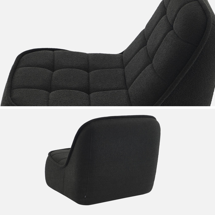 Chauffeuse bouclette texturée 1 place noir L 93 x P 104 x H 85cm - Boni