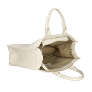 Borsa a mano da donna - Modello False - Misto pelle e tessuto - 31.0 x 41.5 x 15.5 cm