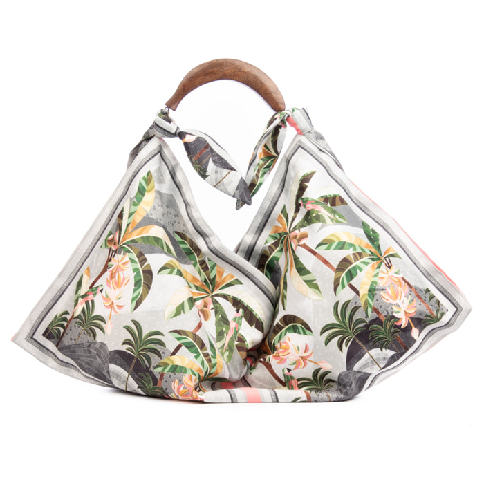 Berchidda Bolso de hombro Mujer. Fabricado en tejido suave, tintes naturales con asa de madera.