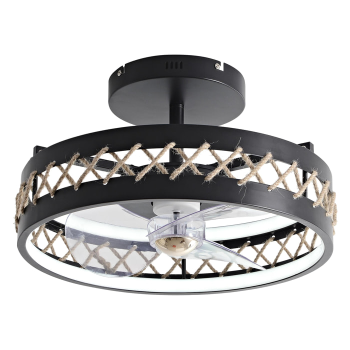 Lampe LED à ventilateur avec détails de finition en corde