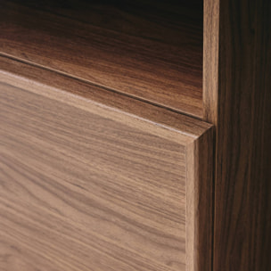 Etagères bibliothèque effet bois noyer 2 portes 5 niveaux - L 80 x P 35 x H 160cm - Kuba