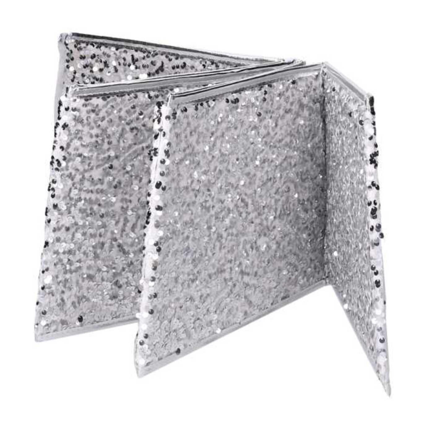 Copri base per albero di natale in tessuto pieghevole argento double face esagonale cmø68h25