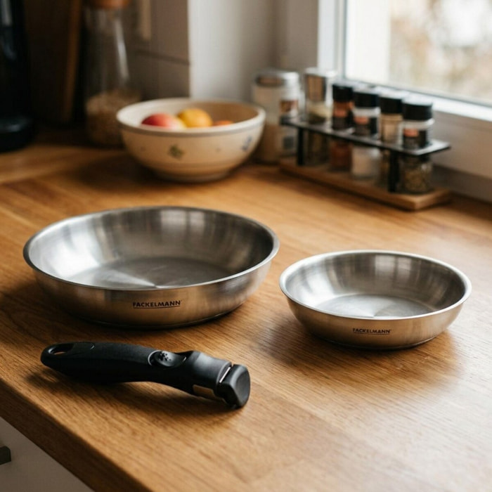 Set de 2 poêles avec manche amovible Fackelmann InoGrip
