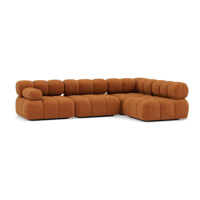 Ruby - canapé modulable d'angle droit 5 places en velours texturé - Terracotta