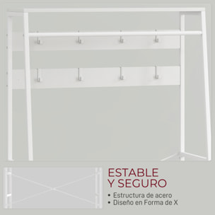 Perchero Zapatero Perchero Entrada Recibidor con Zapatero 8 Ganchos 2 Cajones de Tela Barra Estante de Malla Estilo Industrial para Pasillo Dormitorio Salón 80x30x180,5 cm Blanco