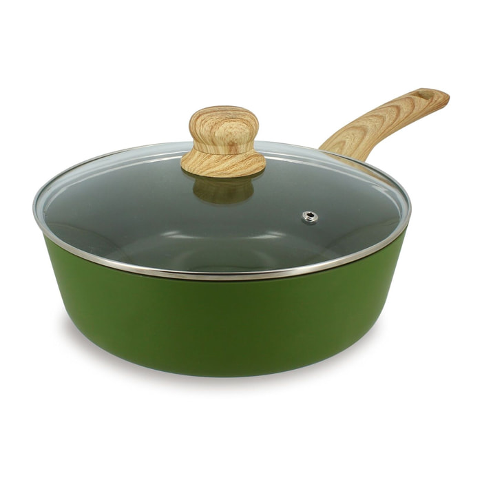 Sauteuse en revêtement céramique 24cm vert - tous feux COLORAMA