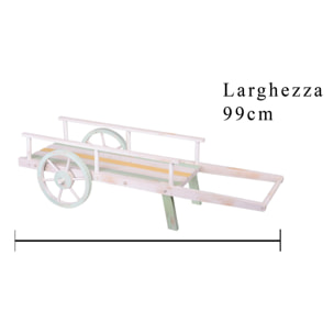 Carretto In Legno. Larghezza 99 Cm - Pezzi 1 - 99X27X36cm - Colore: Bianco - Bianchi Dino - Decori Casa E Complementi