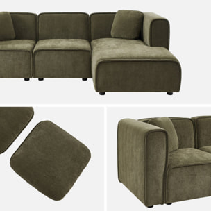Canapé d'angle droit 3 places tissu LESTER