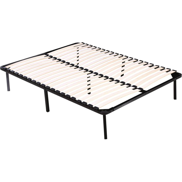 Cadre à lattes + pieds pour matelas de 140 x 190 cm - 20 lattes