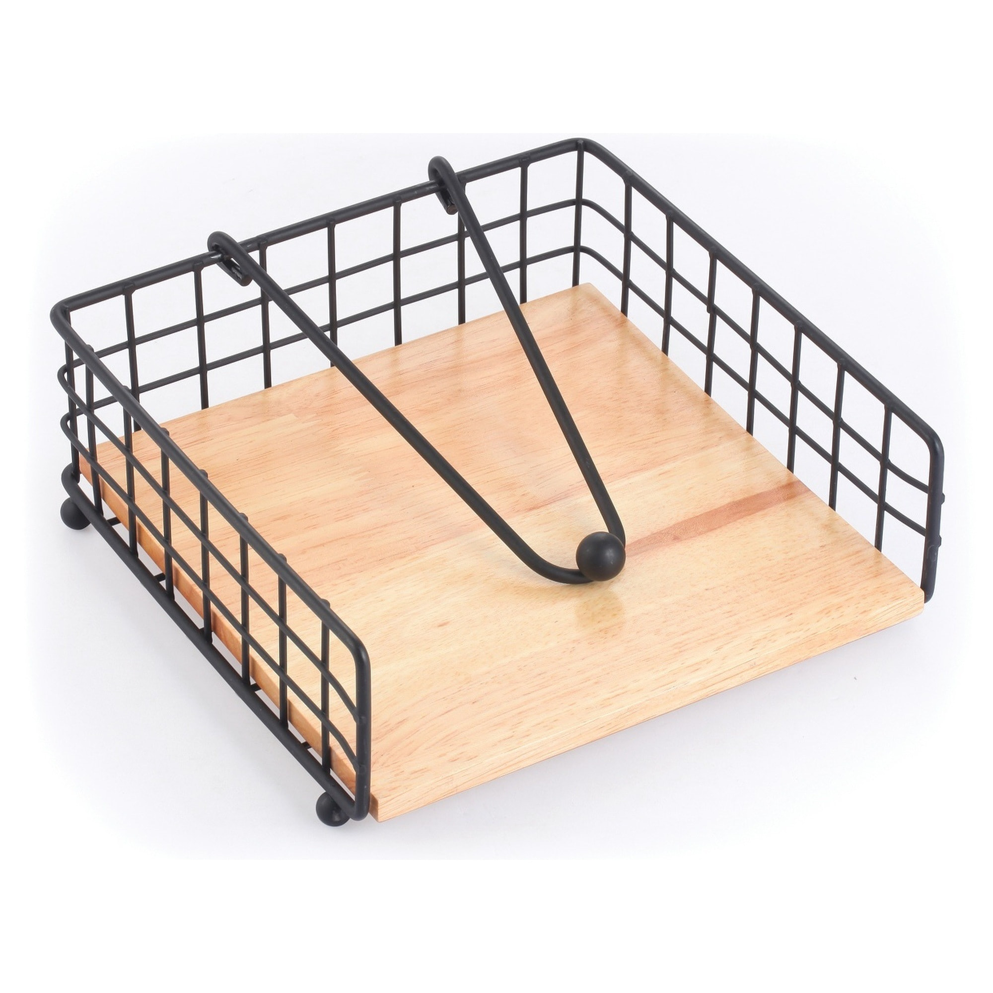 Servilletero de metal y bambú en color negro