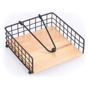 Servilletero de metal y bambú en color negro