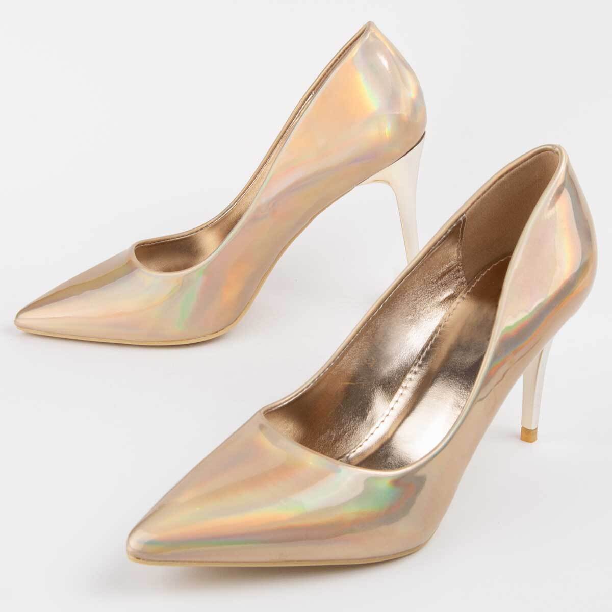 Zapato De Tacón - Dorado - Altura: 8 Cm