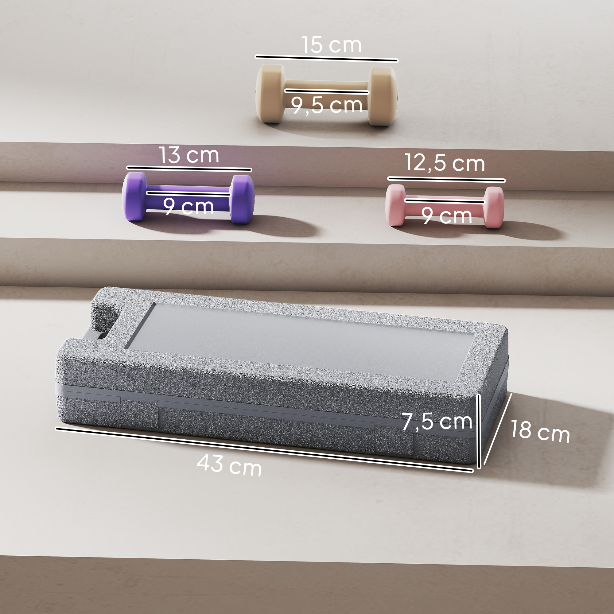 Juego de Mancuernas de 6 Piezas Total 6 kg, 2x1,5 kg, 2x1 kg, y 2x0,5 kg, Mancuernas Hexagonales con Revestimiento de PU con Maletín para Ejercicio en Casa, Gimnasio, Multicolor