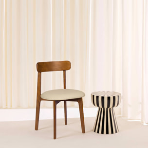 Chaise vintage bois d'hévéa et simili cuir (lot de 2) VICTOIRE