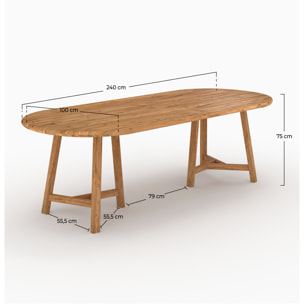 Table de jardin ovale en bois de teck recyclé 10 personnes - Bora
