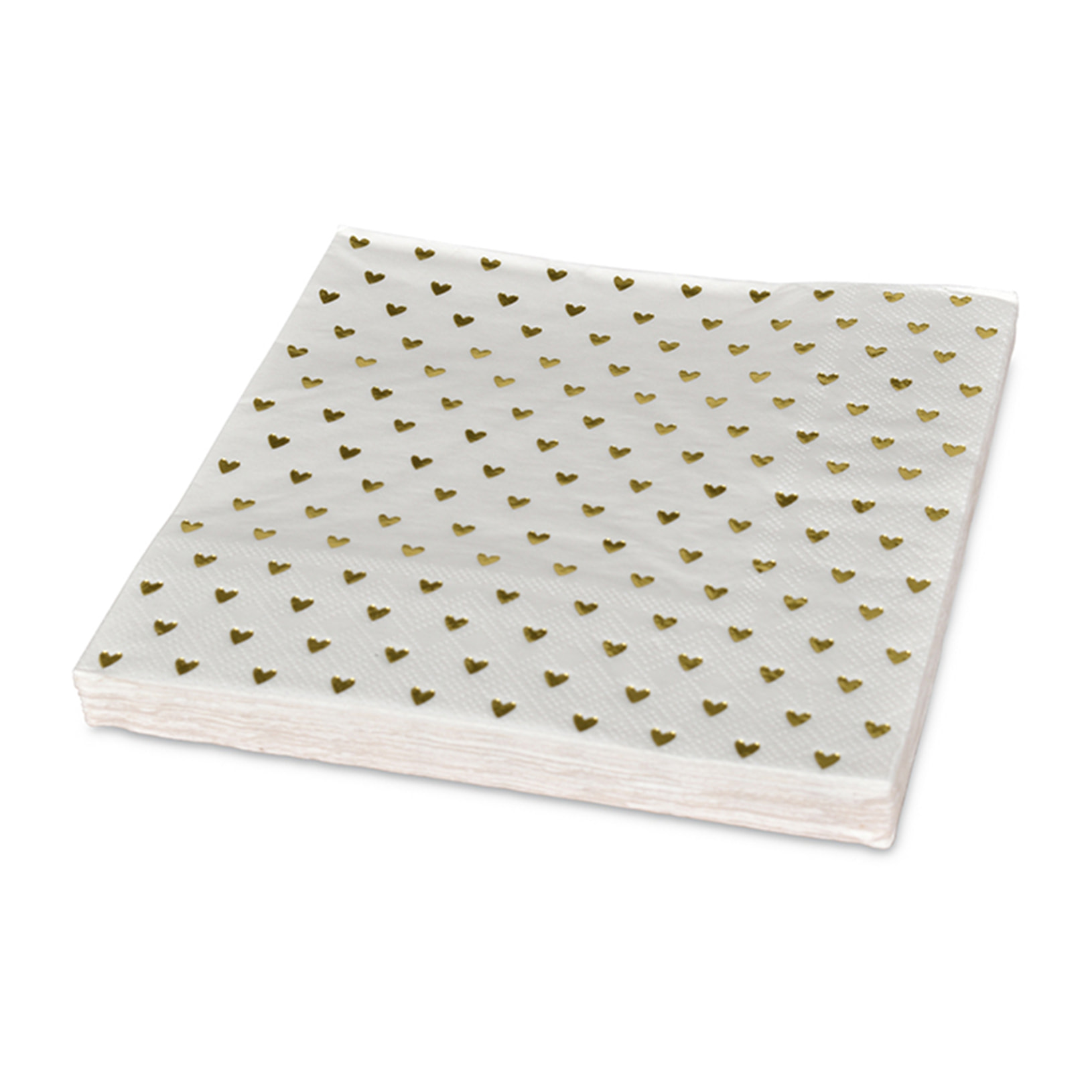 Lot de 20 serviettes en papier coeurs - Doré