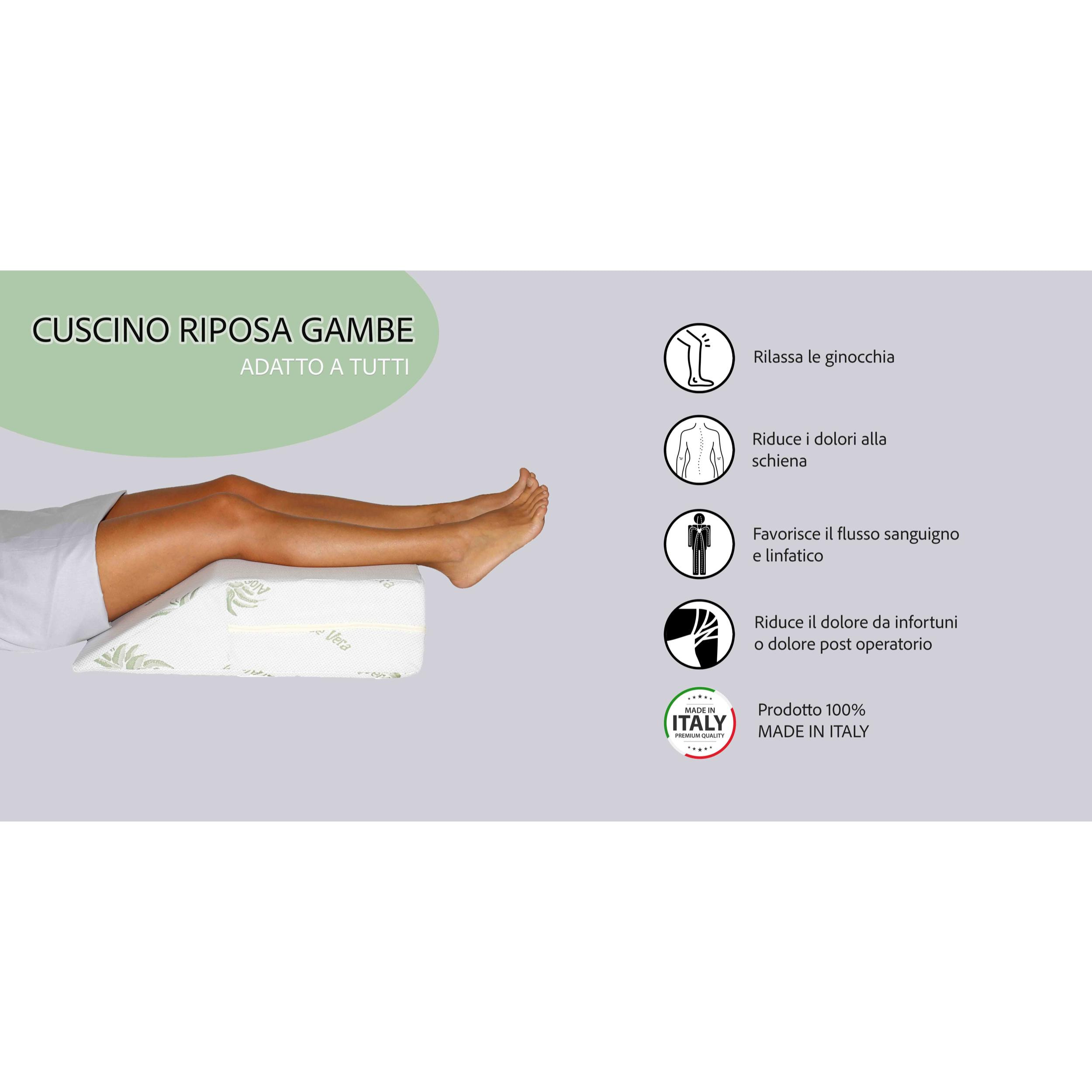 CUSCINO RIPOSA GAMBE MADE IN ITALY TRATTAMENTO ALOE