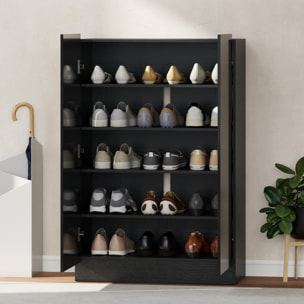 Zapatero de 2 Puertas con Cierre Suave, Zapatero Entrada Recibidor con Estantes Ajustables, Agujeros de Ventilación, para 20 Pares de Zapatos, 72x34,5x103 cm, Negro Brillo