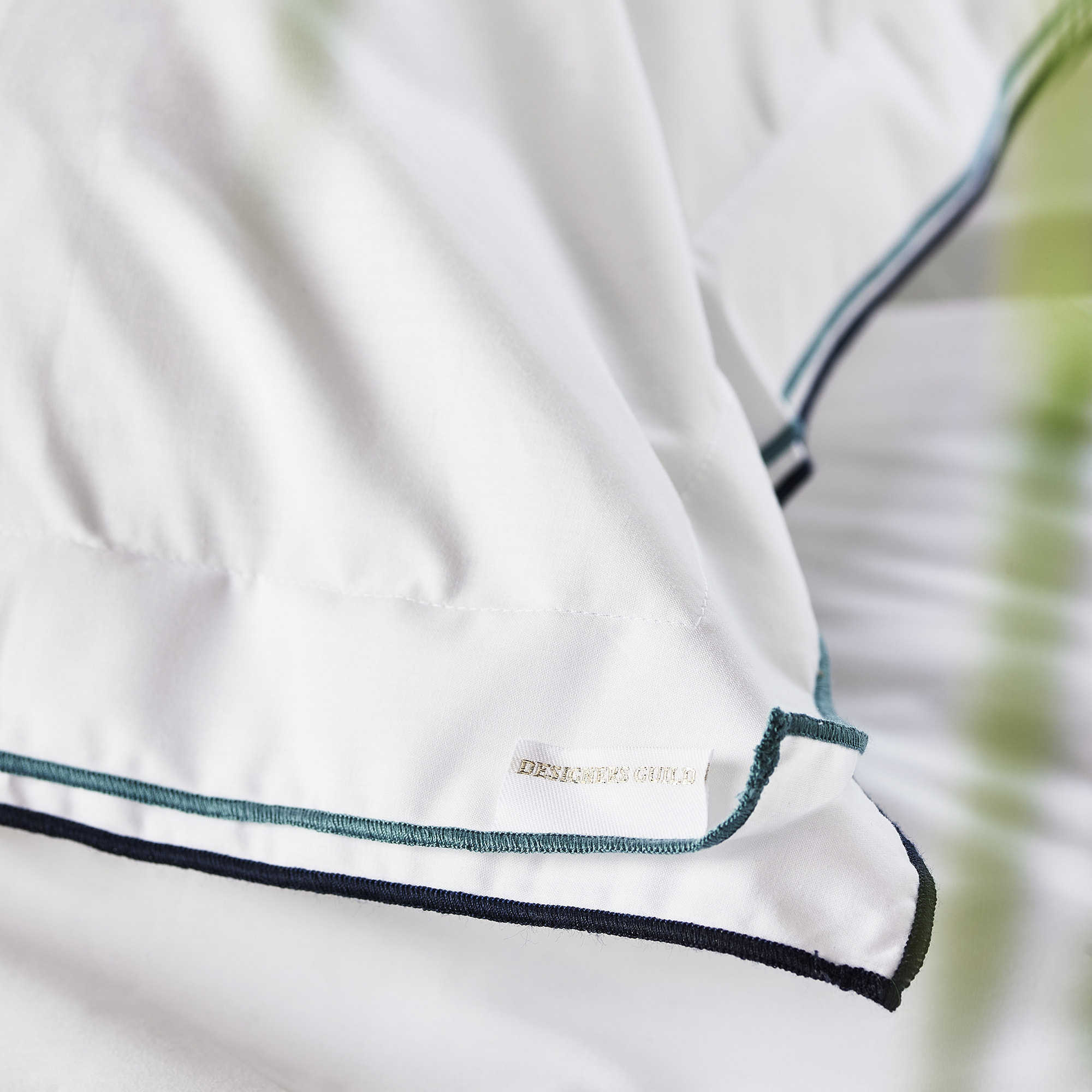 Drap plat uni en percale de coton, ASTOR, Bleu Nuit/Turquoise