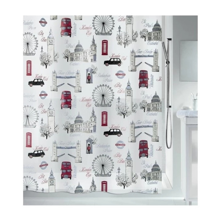 Riedeau de douche PEVA WESTMINSTER 180x200cm Motif Londres Spirella