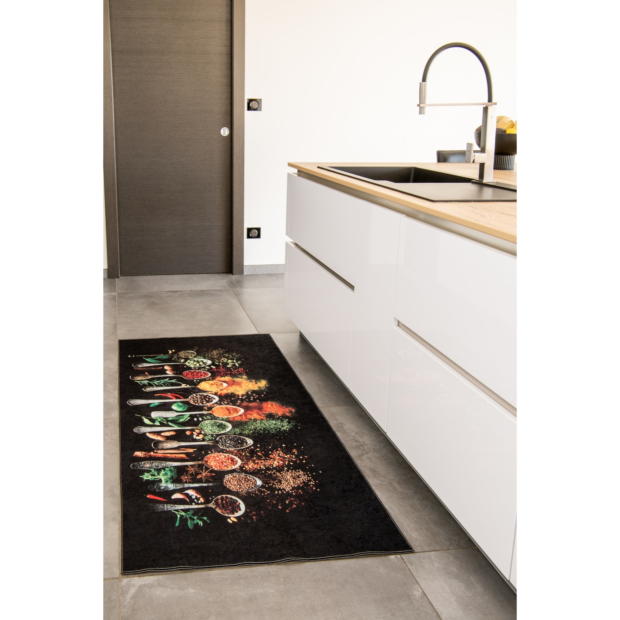 Stampa - tapis de cuisine lavable à motif, noir