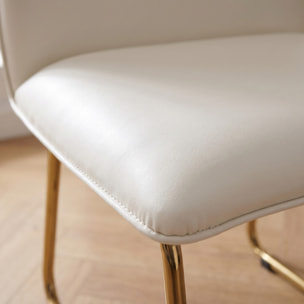 Sedia Imbottita in Similpelle con Gambe Oro, Design Moderno ed Elegante per Sala da Pranzo, Cucina, Soggiorno, Studio e Ufficio