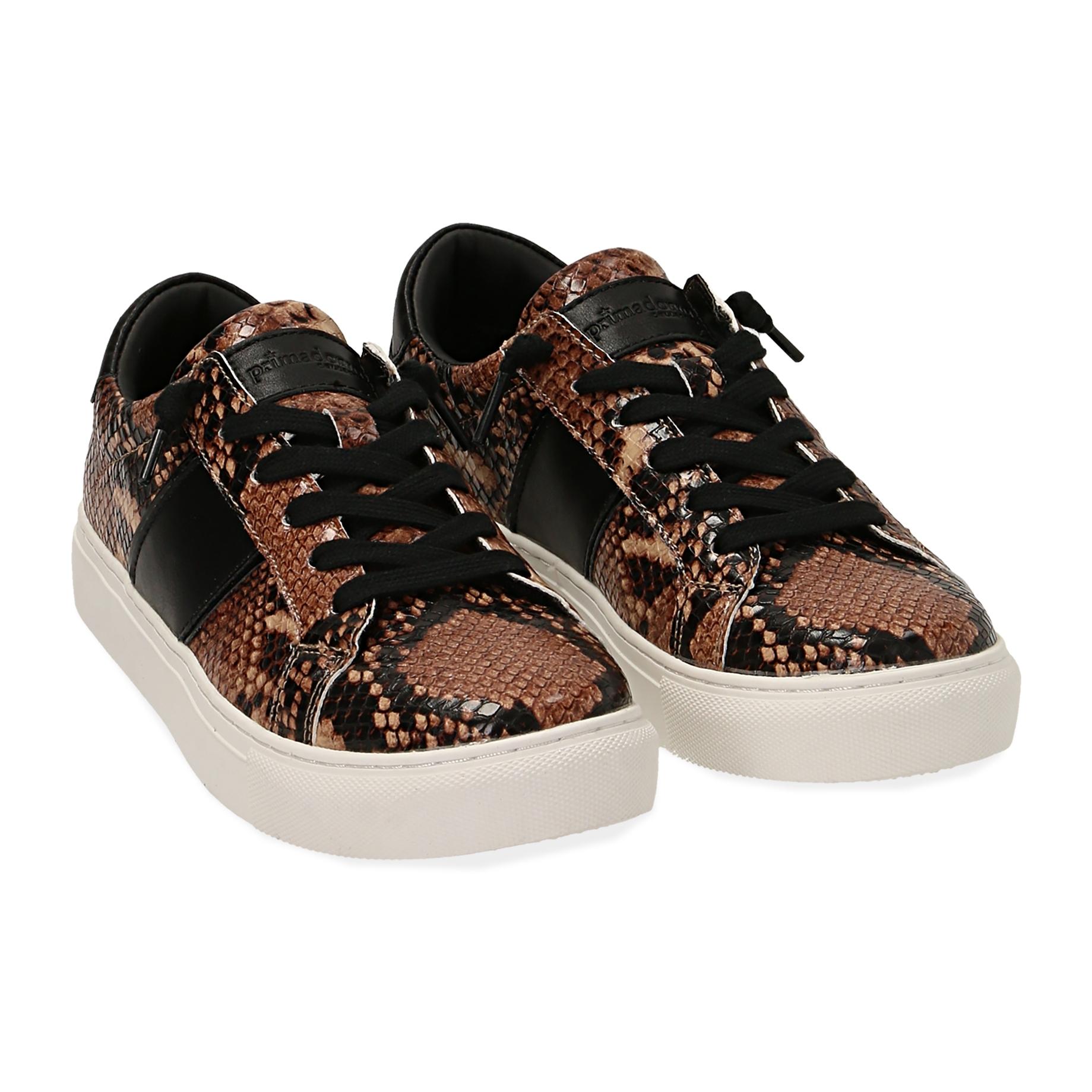 Sneakers marroni stampa pitone