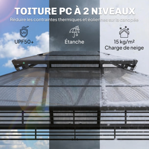Pergola pavillon de jardin alu métal double toit polycarbonate 3 x 3,5 m rideaux moustiquaires inclus
