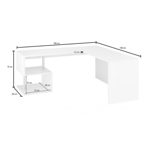 Scrivania ad angolo per ufficio con scaffale, Made in Italy, Tavolo da computer, Scrittoio per lavoro porta PC, cm 160x60h78, colore Grigio Cenere