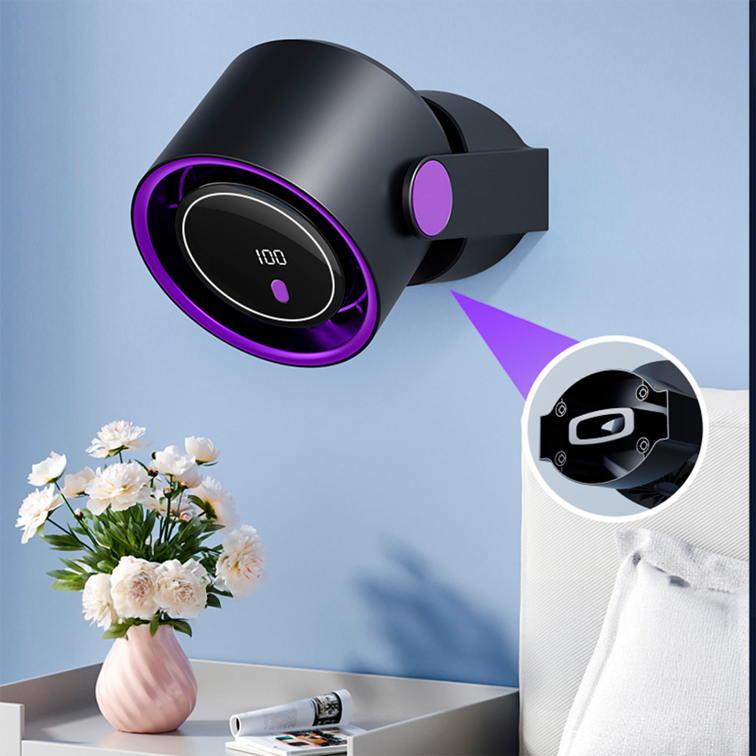 Ventilador de sobremesa con 5 velocidades y pantalla LCD.